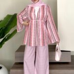 Ahenk Renkli Keten İkili Takım - Pembe