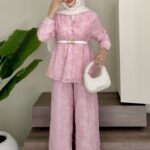 Güpür Nakışlı İkili Takım - Pembe