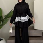 Puantina Katmanlı Şık İkili Takım - Siyah