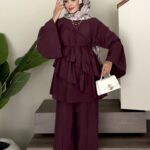 ManuQa Fırfırlı Modal İkili Takım - Mürdüm